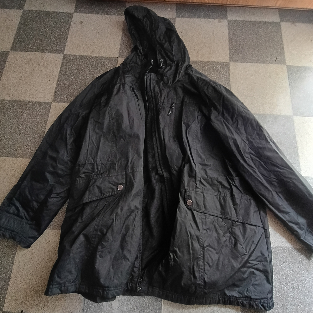 Men's Waterproof Black Hooded Raincoat